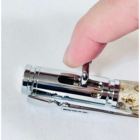 Bolt Action Ball Point Pen Rifle Handmade Silver Brass Dessert Acrylic Resin - Picture 7 of 7
